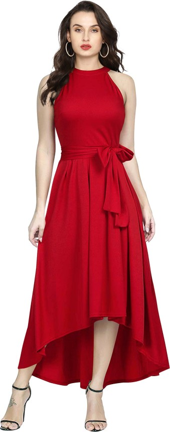 linza Women High Low Red Dress - Buy ...